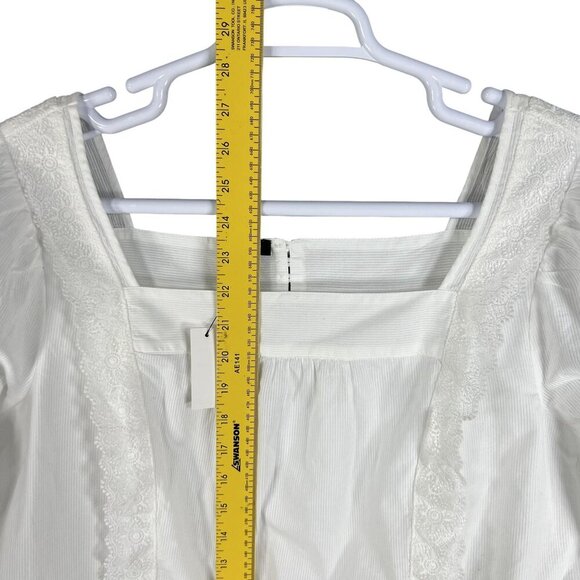 NWT Talbots Plus X US 16W Shadow Stripe Top White Blouse Lace Trim Minimalist - Picture 12 of 16